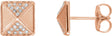 14K Gold Round Natural Diamond Pyramid Earrings - Rose Gold