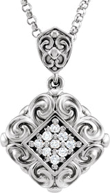14K Gold Round Natural Diamond Sculptural Necklace or Pendant