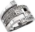 14K Gold Square Natural Diamond Accented Right Hand Ring