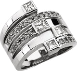 14K Gold Square Natural Diamond Accented Right Hand Ring