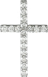 14K Gold Round Lab-Grown Diamond Petite Cross Necklace or Pendant – up to 1/4 CTW - White Gold