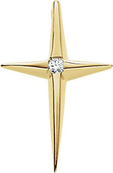 14K Gold Round Natural Diamond Solitaire Cross Pendant – 0.025 CTW - Yellow Gold