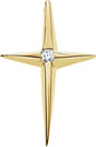 14K Gold Round Natural Diamond Solitaire Cross Pendant – 0.025 CTW - Yellow Gold