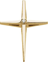14K Gold Round Natural Diamond Accented Cross Pendant – 0.025 CTW - White Gold