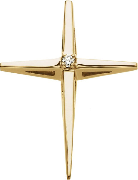 14K Gold Round Natural Diamond Accented Cross Pendant – 0.025 CTW - White Gold