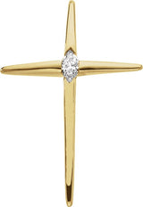 14K Gold Marquise Natural Diamond Cross Pendant