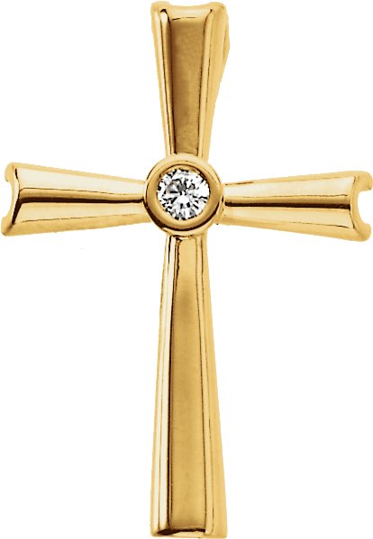 14K Gold Round Natural Diamond Solitaire Cross Pendant – 0.04 CTW - White Gold - view 3