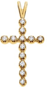 14K Gold Round Natural Diamond Cross Pendant – 1/6 CTW - White Gold - view 3