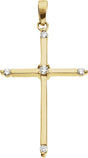 14K Gold Round Natural Diamond Cross Pendant – 2mm Stones
