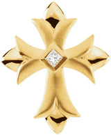 14K Gold Square Natural Diamond Solitaire Cross Pendant - view 2