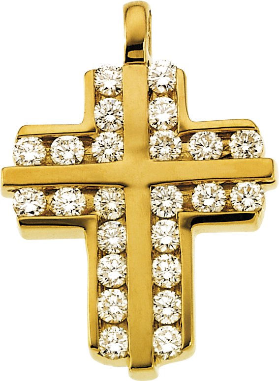 14K Gold Accented Cross Pendant II - view 2