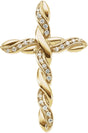 14K Gold Round Natural Diamond Cross Pendant – 1.3mm Stones - Yellow Gold