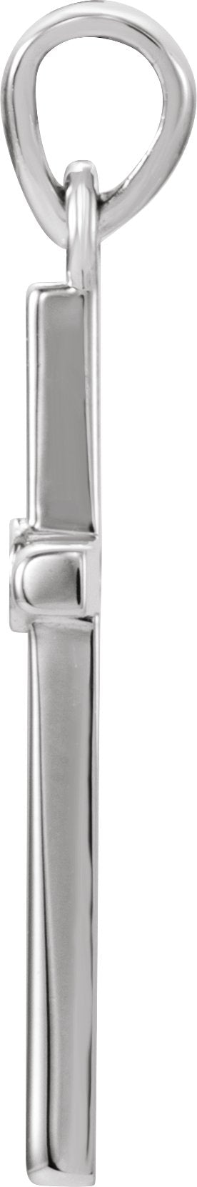 14K Gold Round Natural Diamond Cross Pendant – up to 0.01 CTW - White Gold - view 2