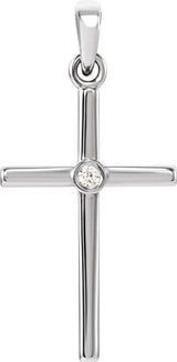 Platinum Round Natural Diamond Cross Pendant