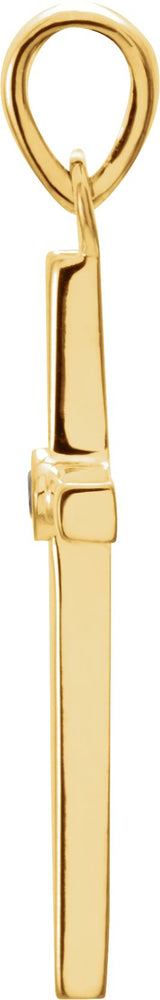14K Gold Round Natural Amethyst Cross Pendant - Yellow Gold - view 2