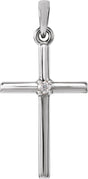 Platinum Round Natural White Sapphire Birthstone Cross Pendant
