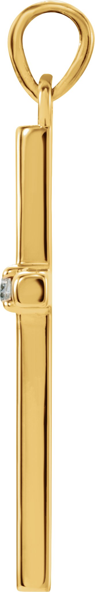 14K Gold Round Natural Diamond Birthstone Cross Pendant - Yellow Gold - view 2