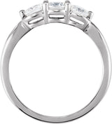 14K Gold Round Natural Diamond Three-Stone Ring – 2.8-4.4mm Stones - White Gold - view 2