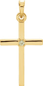 14K Gold Round Natural Peridot Birthstone Cross Pendant - Yellow Gold
