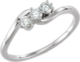 14K Gold Round Lab-Grown Diamond Three-Stone Ring - White Gold