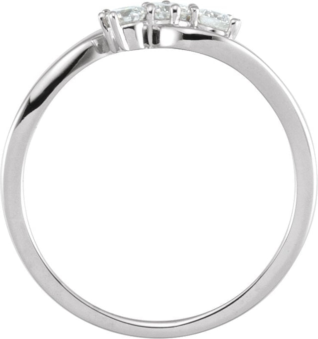 14K Gold Round Lab-Grown Diamond Three-Stone Ring - White Gold - view 2
