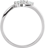 14K Gold Round Natural Diamond Three-Stone Ring - White Gold - view 2
