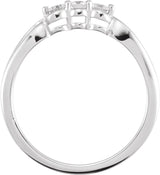 14K Gold Round Natural Diamond Three-Stone Ring – 2.8-4.4mm Stones - White Gold - view 2