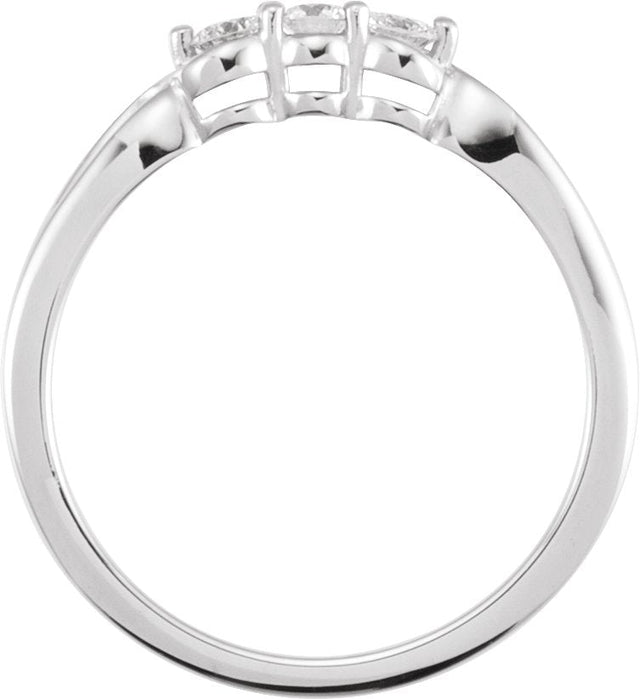 14K Gold Round Natural Diamond Three-Stone Ring – 2.8-4.4mm Stones - White Gold - view 2
