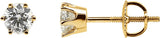 14K Gold Natural Diamond Round 6-Prong Stud Earrings – 3-6.1mm Stones - Yellow Gold