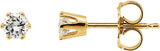 14K Gold Natural Diamond Round 6-Prong Stud Earrings III - Yellow Gold
