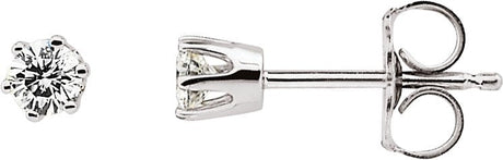14K Gold Natural Diamond Round 6-Prong Stud Earrings III - White Gold