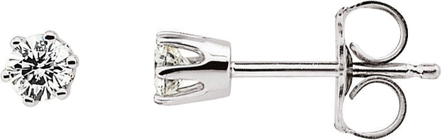 14K Gold Natural Diamond Round 6-Prong Stud Earrings III - White Gold