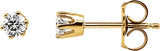 14K Gold Natural Diamond Round 6-Prong Stud Earrings – 3-6.3mm Stones - Yellow Gold
