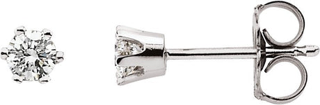 14K Gold Natural Diamond Round 6-Prong Stud Earrings – 3-6.3mm Stones - White Gold