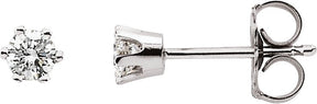 14K Gold Natural Diamond Round 6-Prong Stud Earrings III - White Gold