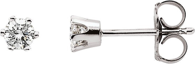 14K Gold Natural Diamond Round 6-Prong Stud Earrings III - White Gold