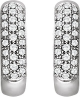 14K Gold Round Lab-Grown Diamond Pavé-Style Hoop Earrings - White Gold - view 2