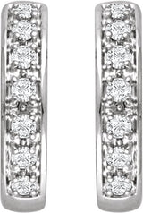 14K Gold Round Natural Diamond Accented Hoop Earrings – 1.2-1.75mm Stones - White Gold - view 2