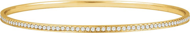 14K Gold Round Natural Diamond Bangle Bracelet - Yellow Gold
