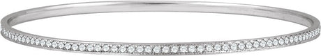 14K Gold Round Natural Diamond Bangle Bracelet - White Gold