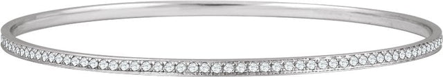 14K Gold Round Natural Diamond Bangle Bracelet - White Gold