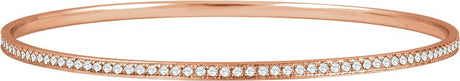 14K Gold Round Natural Diamond Bangle Bracelet - Rose Gold