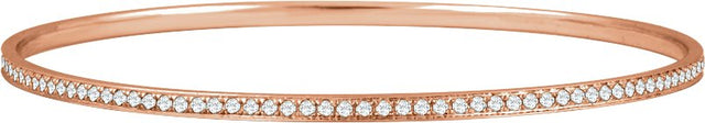 14K Gold Round Natural Diamond Bangle Bracelet - Rose Gold