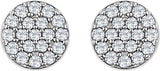 14K Gold Round Natural Diamond Cluster Earrings II - White Gold - view 2