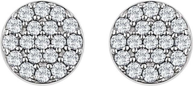 14K Gold Round Natural Diamond Cluster Earrings II - White Gold - view 2