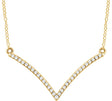 14K Gold Round Natural Diamond V Necklace - Yellow Gold