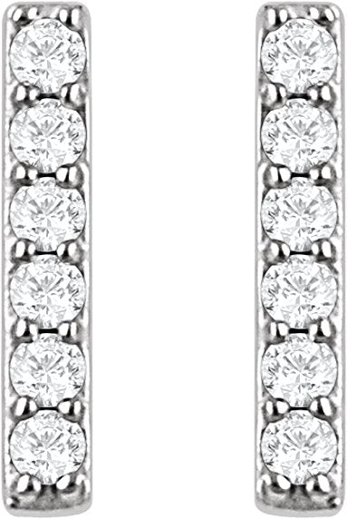 Platinum Round Natural Diamond Bar Earrings – 1.2mm Stones - view 4