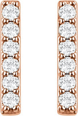 14K Gold Round Lab-Grown Diamond Bar Earrings - Rose Gold - view 4