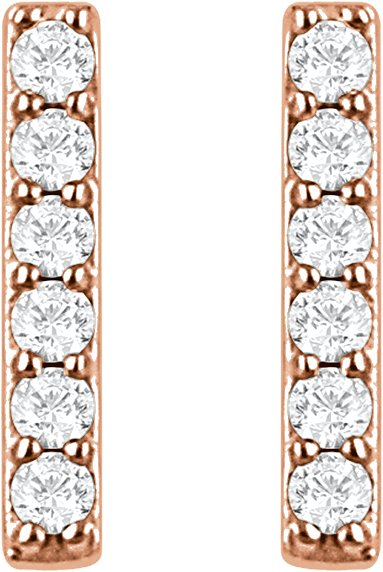 14K Gold Round Lab-Grown Diamond Bar Earrings - Rose Gold - view 4