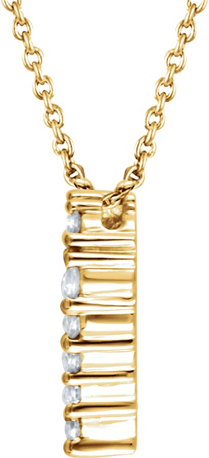 14K Gold Round Natural Diamond Heart Necklace - Yellow Gold - view 2